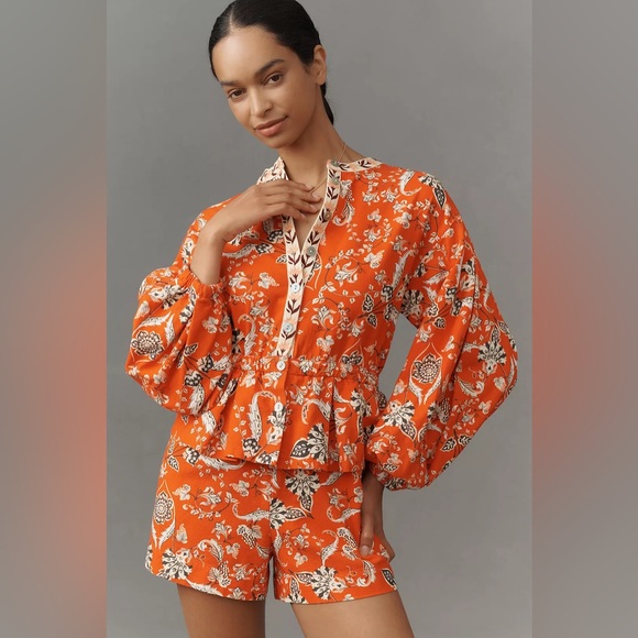 FARM Rio Pants - FARM Rio Orange Floral Printed Romper